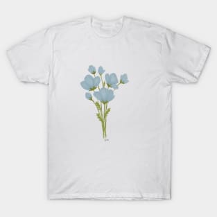 Blue Flower Bouquet Painting T-Shirt